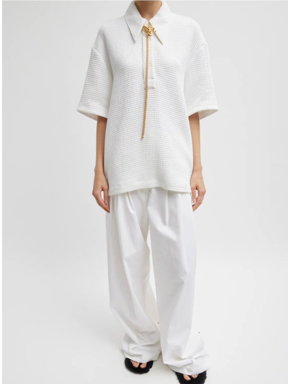 Tibi Quilted Waffle Polo Tunic Top Size 0